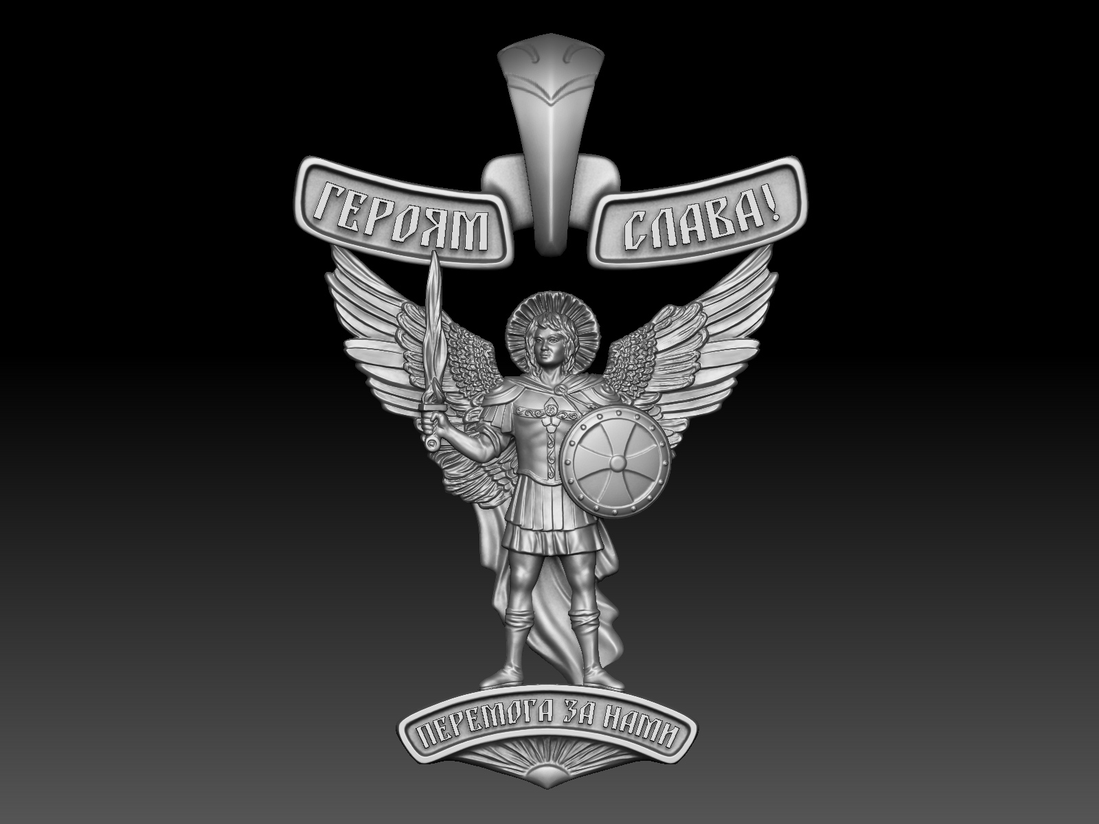 Custom-made symbolic pendant with Archangel Michael — Glory to the Heroes! We Will Win — Ukraine